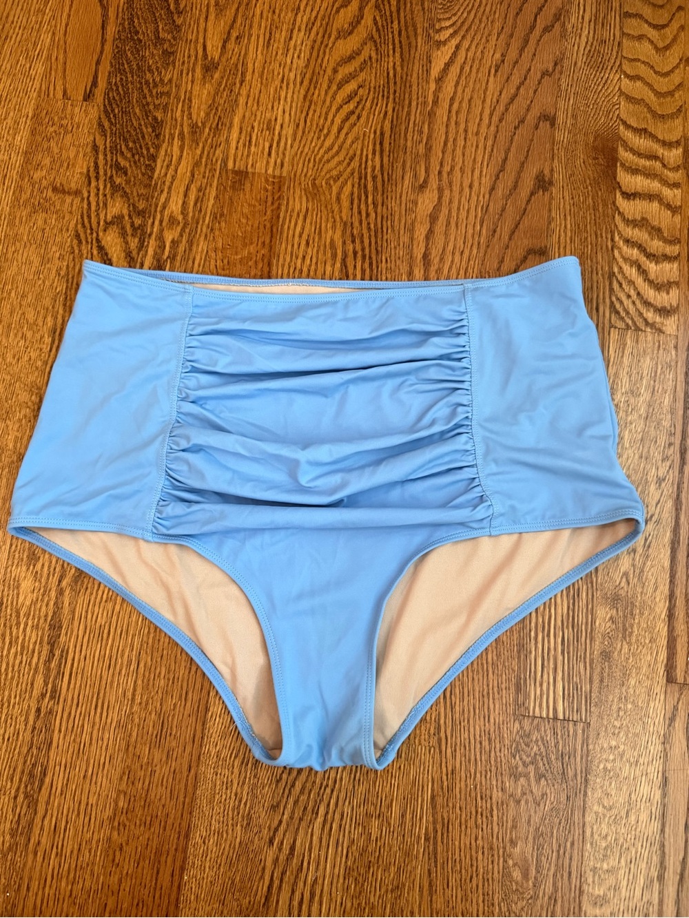 Light Blue High Waist Ruched Bikini Bottoms